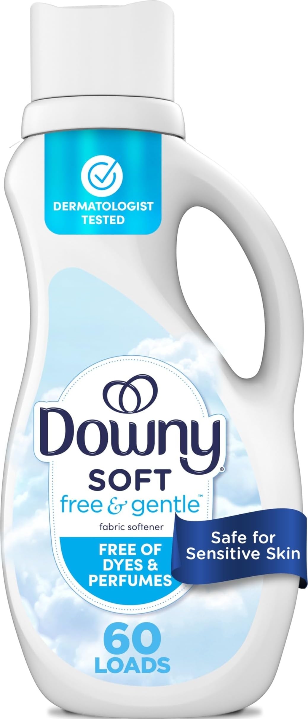 Downy Free & Gentle Liquid Fabric Softener, 44 fl oz, 60 Loads, Hypoallergenic, Sensitive Skin