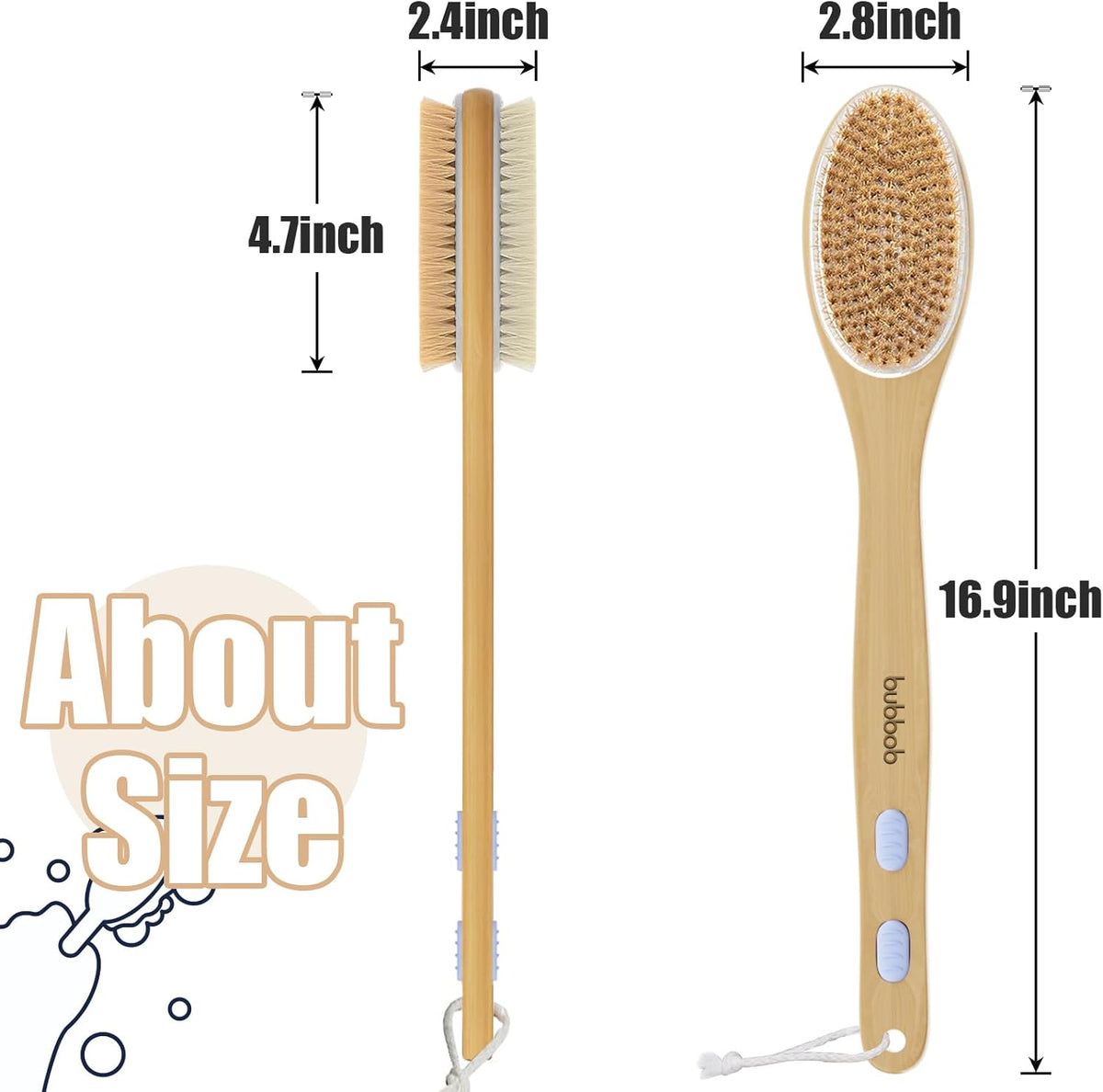 Back Scrubber for Shower,Bath Brush with Long Handle,Bath Brush Body Exfoliator for Wet or Dry