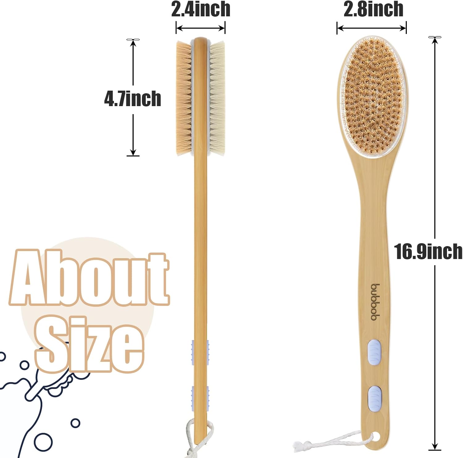 Back Scrubber for Shower,Bath Brush with Long Handle,Bath Brush Body Exfoliator for Wet or Dry