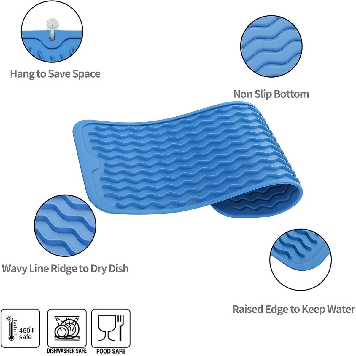 Silicone Dish Drying Mat for Multiple Usage,Easy clean,Eco-friendly,Heat-resistant Silicone Mat for