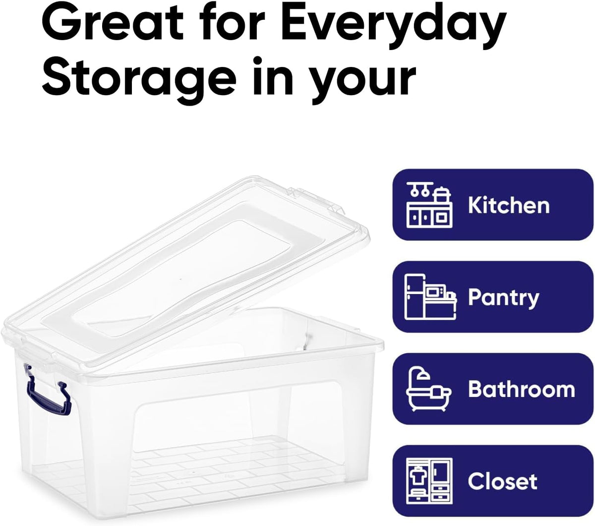 Superio Storage Bins with Lids, Clear Plastic Containers for Organizing, Stackable Totes, BPA Free