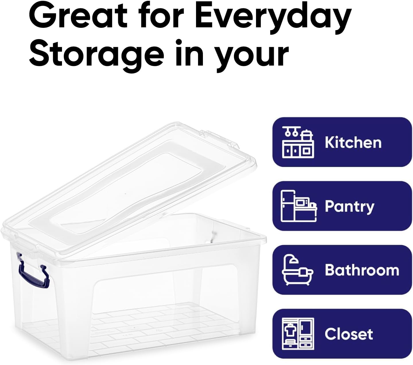 Superio Storage Bins with Lids, Clear Plastic Containers for Organizing, Stackable Totes, BPA Free
