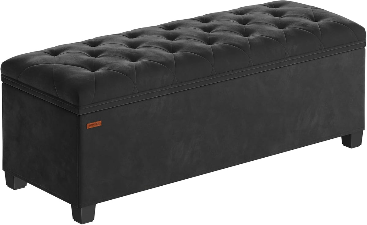 SONGMICS Velvet Storage Ottoman Bench, Foot Rest with Legs, 15.7 x 43 x 15.7 Inches, End of Bed