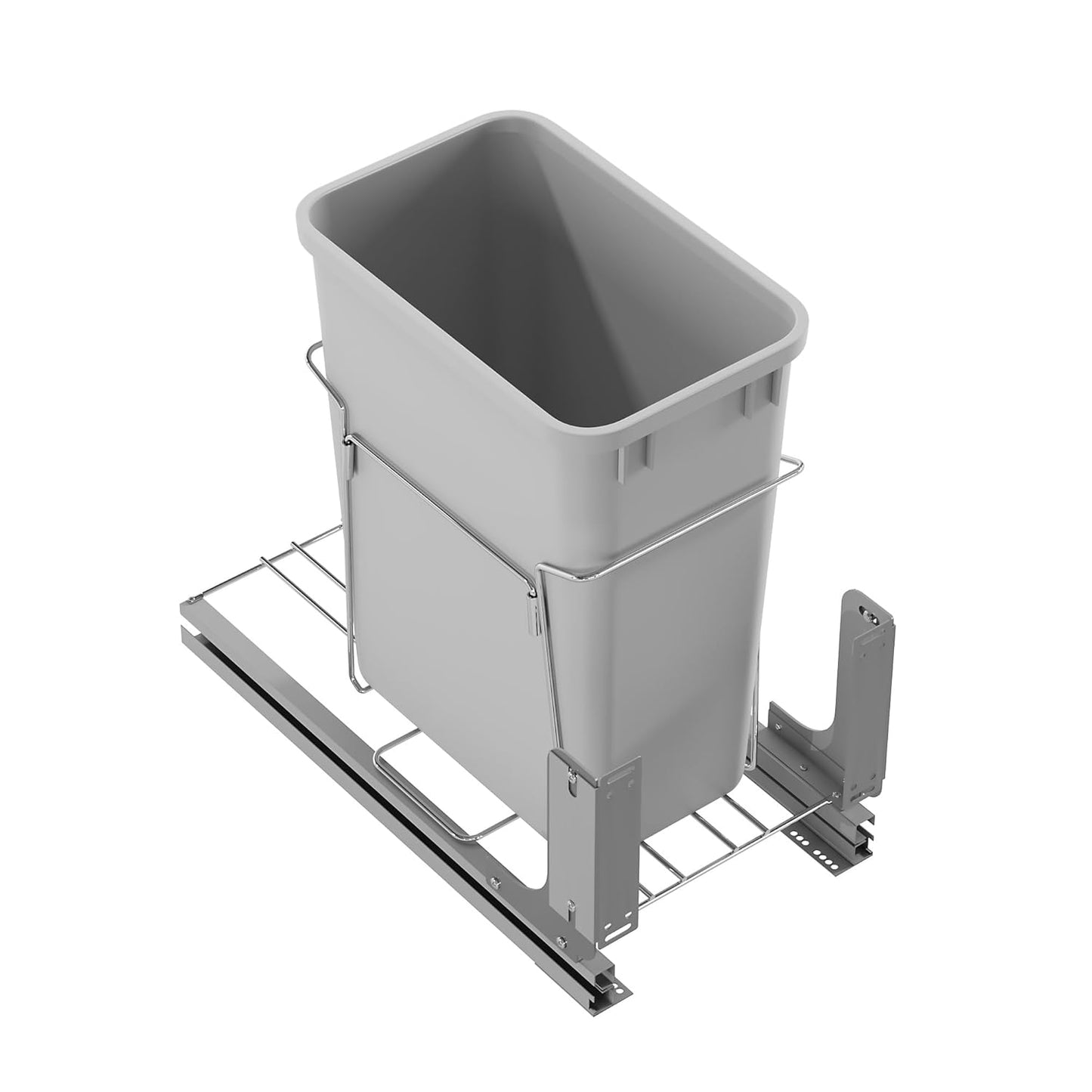 Dowell B15 Aluminum Base Wastebasket Pullout with Door Mount and 35Qt/9Gal Plastic Bin (4012