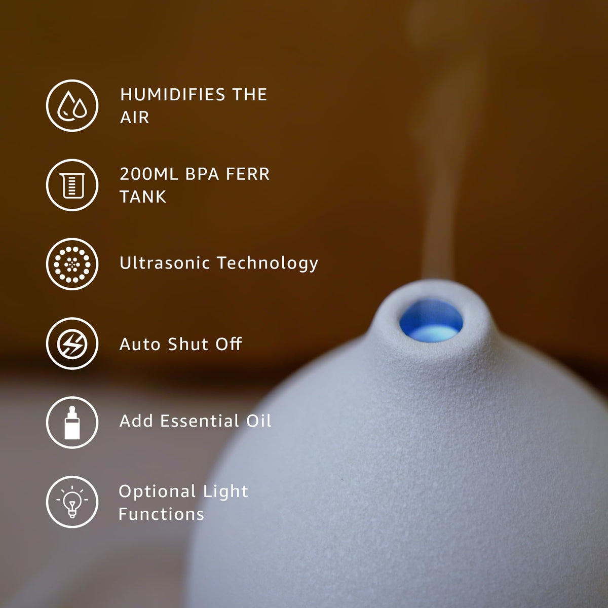Gooamp 200ML Ceramic Essential Oil Diffuser for Home – view 6