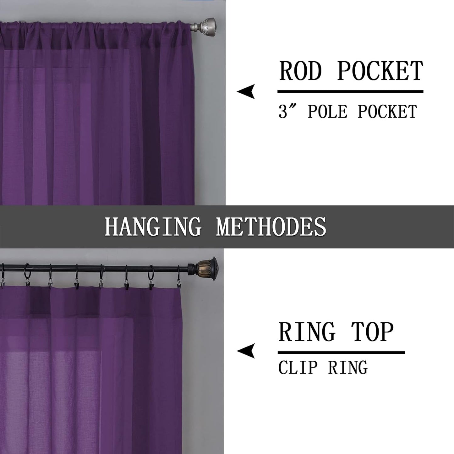 Tollpiz Short Sheer Tier Curtains Linen Textured Half Kitchen Curtain Sheers Light Filtering Rod