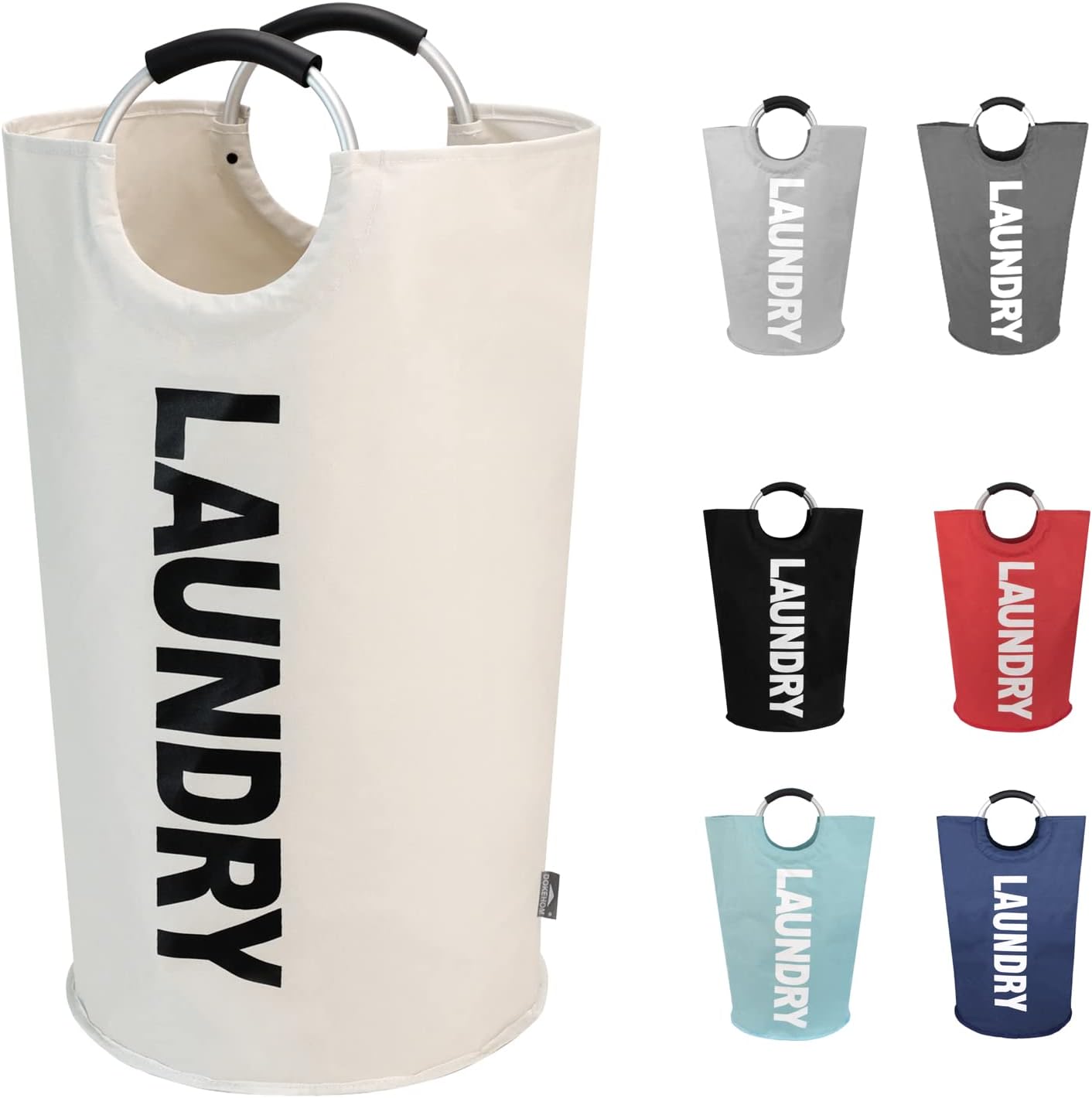 DOKEHOM 125L X-Large Laundry Basket, Collapsible Laundry Bag, Freestanding Tall Clothes Hamper