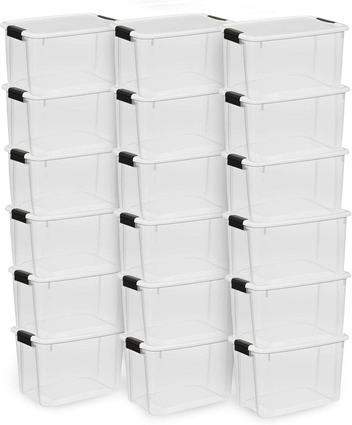 Sterilite 18-Pack Ultra Latching Box, Storage Bins with Lids, Clear Plastic, 30 Quart - Heavy-Duty