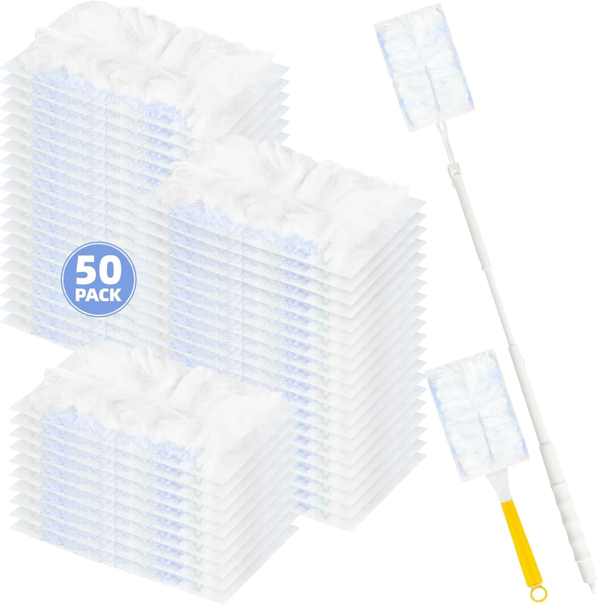 52 Count Disposable Duster Refills for Cleaning, 180° Dusters Refills Compatible with Swiffer