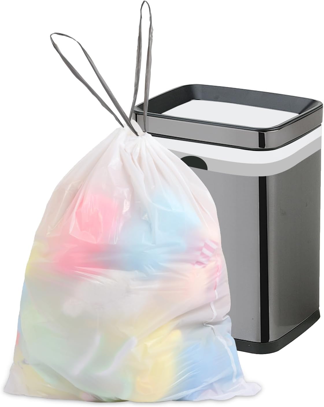 15 Gallon Tall Kitchen Trash Bags Drawstring - 1.2 Mil Thick White Garbage Bag for Office Kitchen