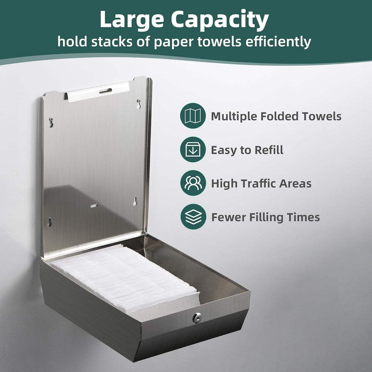 Paper Towel Dispenser Wall Mount, Large Commercial C/Z Tri Fold Multifold Hand Towels Dispenser