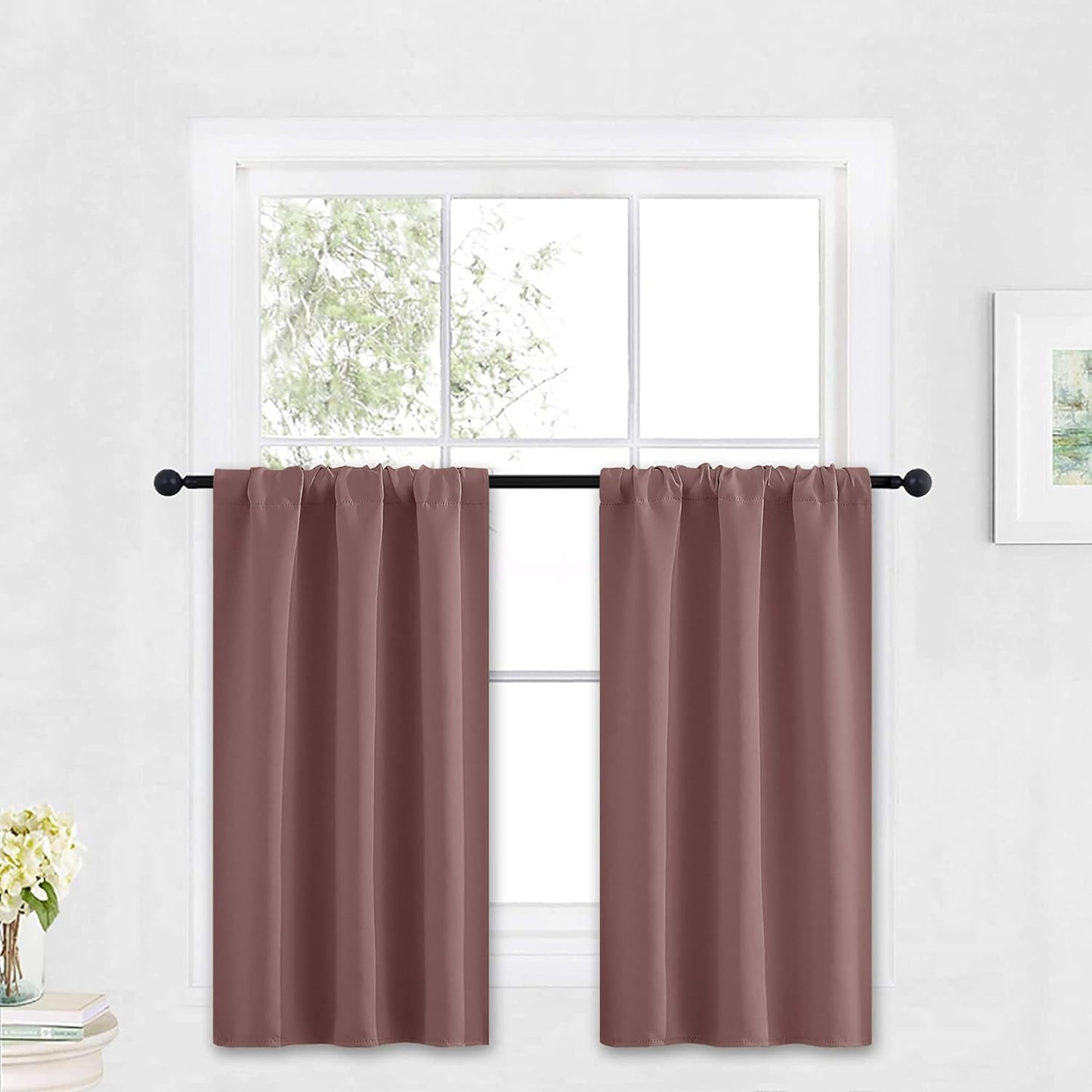 RYB HOME Small Curtains Blackout - Privacy Energy Efficiency Mini Curtains for Kids Bedroom RV