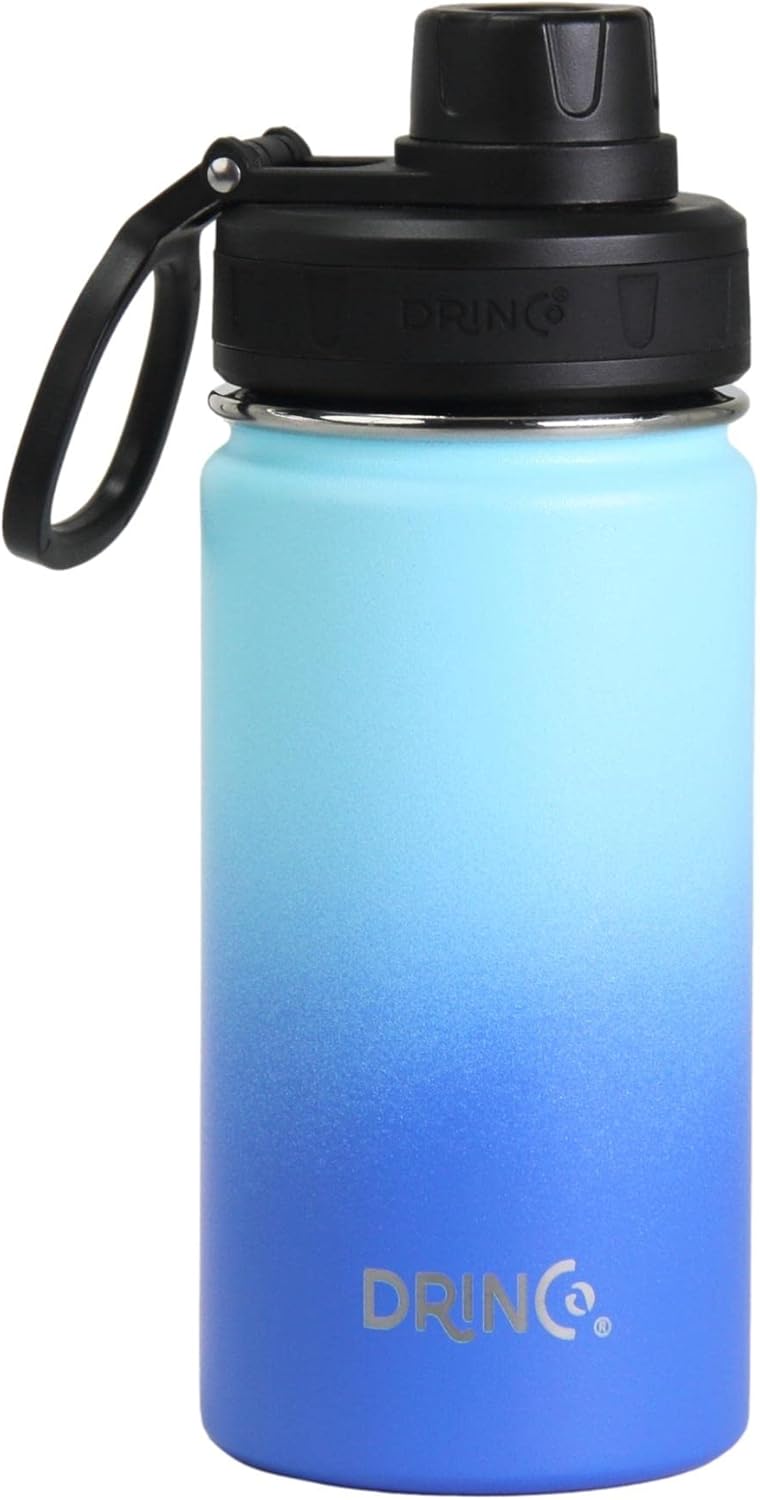 DRINCO Stainless Steel Water Bottle Spout Lid Vacuum Insulated Double Wall Water Bottle Wide Mouth