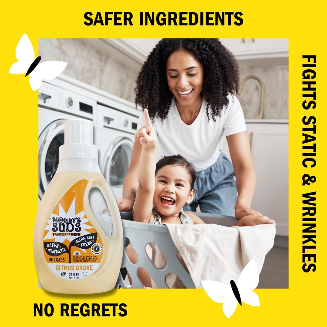 Molly’s Suds Fabric Softener Liquid for Sensitive Skin | Vinegar-Powered, Infused with Essential