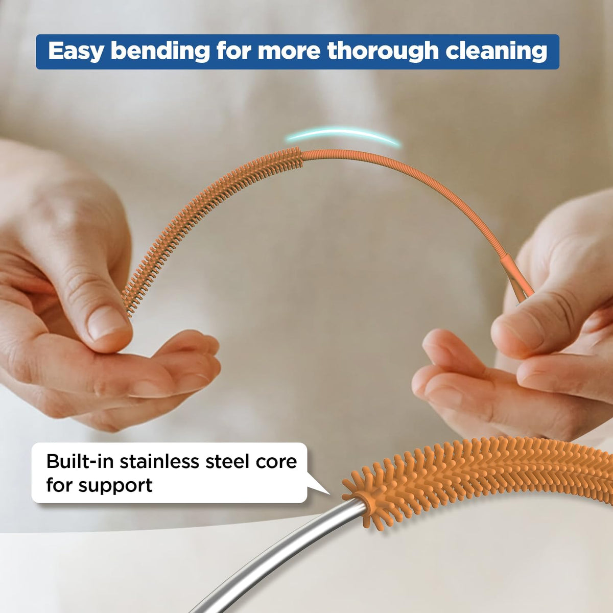 YOTIME Silicone Straw Cleaner Brush, 2Pcs Reusable Straw Brush Extra Long for Cleaning Tumbler with