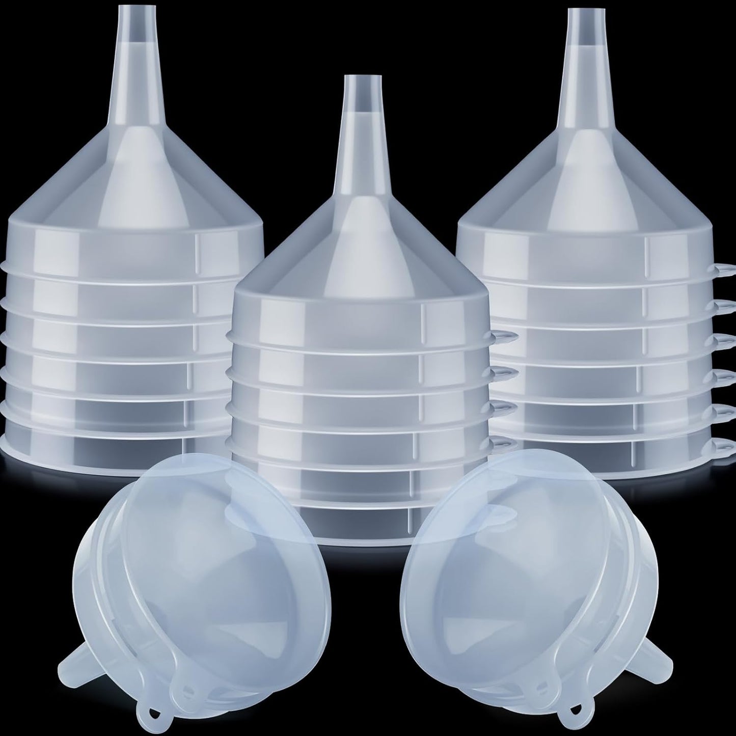 Honeydak 18 Pieces Multi-Purpose Plastic Funnels 4.7 Inch Wide Mouth Funnels for Filling Bottles