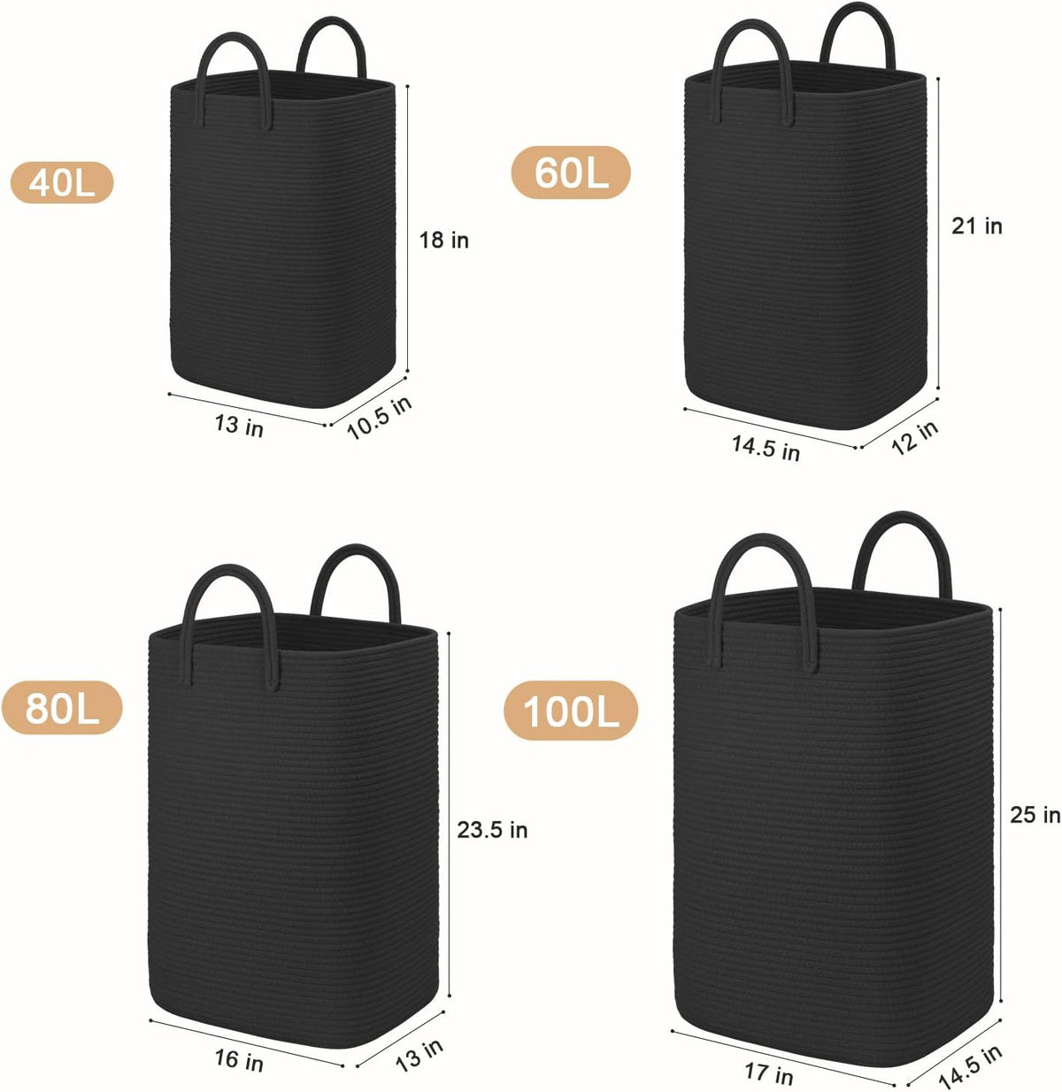 Laundry Basket,Woven Cotton Rope Laundry Hamper,60L Versatile Storage for Dirty Clothes,Baby