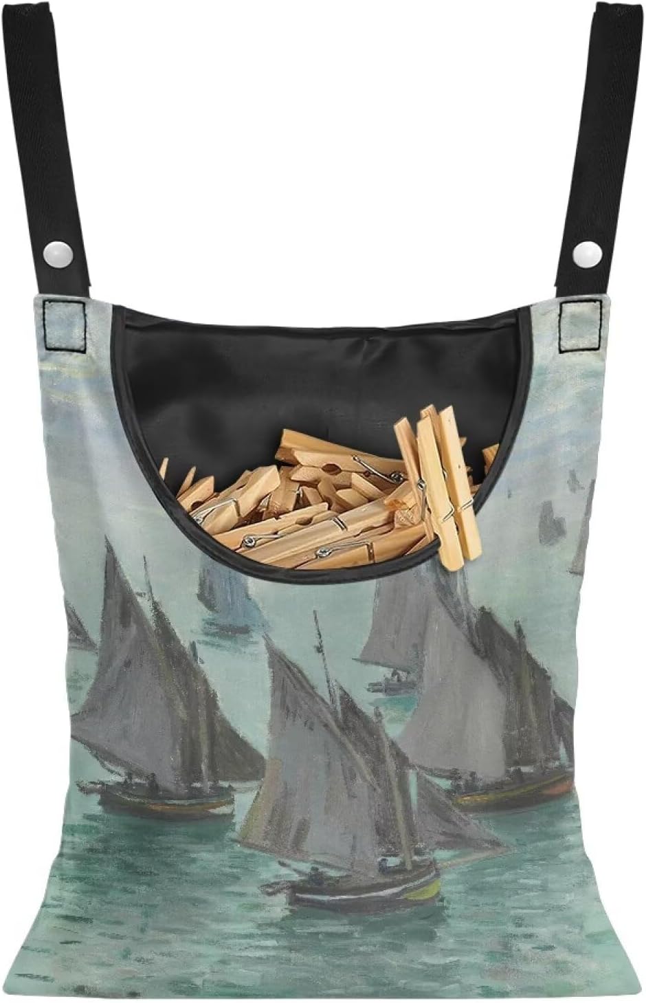 Monet Oil Painting Outdoor Clothespin Bag - Industrial Strength Windproof Storage Organizer - Heavy