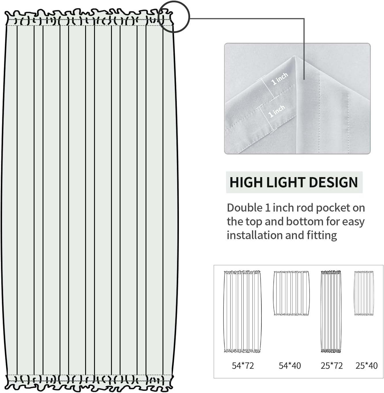DWCN French Door Curtains – Rod Pocket Thermal Blackout Curtain for Doors with Glass Window