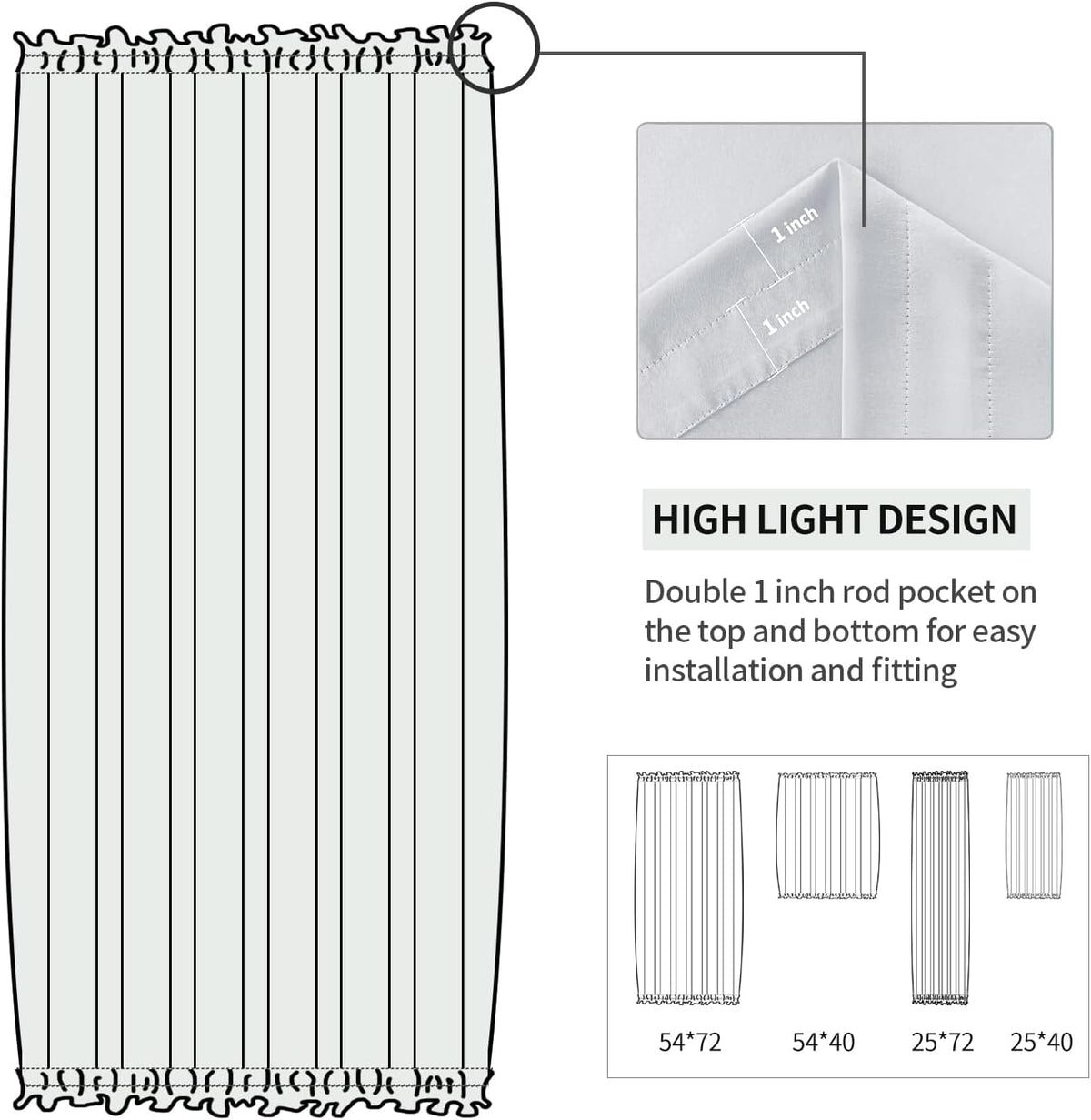 DWCN French Door Curtains – Rod Pocket Thermal Curtain for Doors with Glass Window, Kitchen and