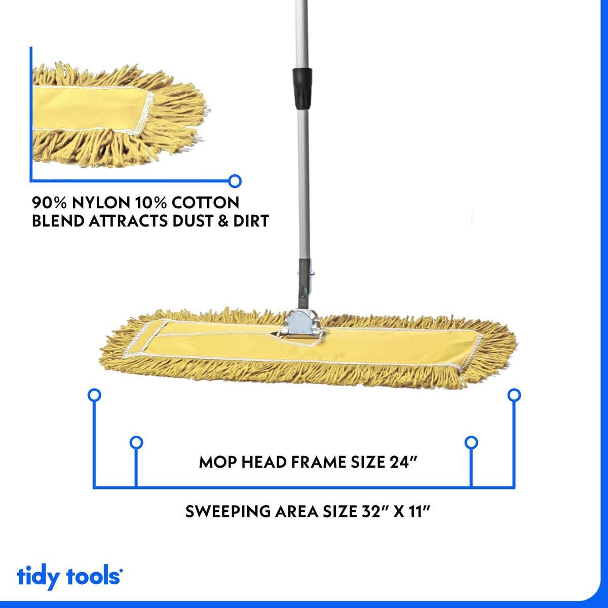 24 Inch Yellow Commercial Dust Mop & Floor Sweeper with Extendable Handle – Mop for Hardwood, Tile