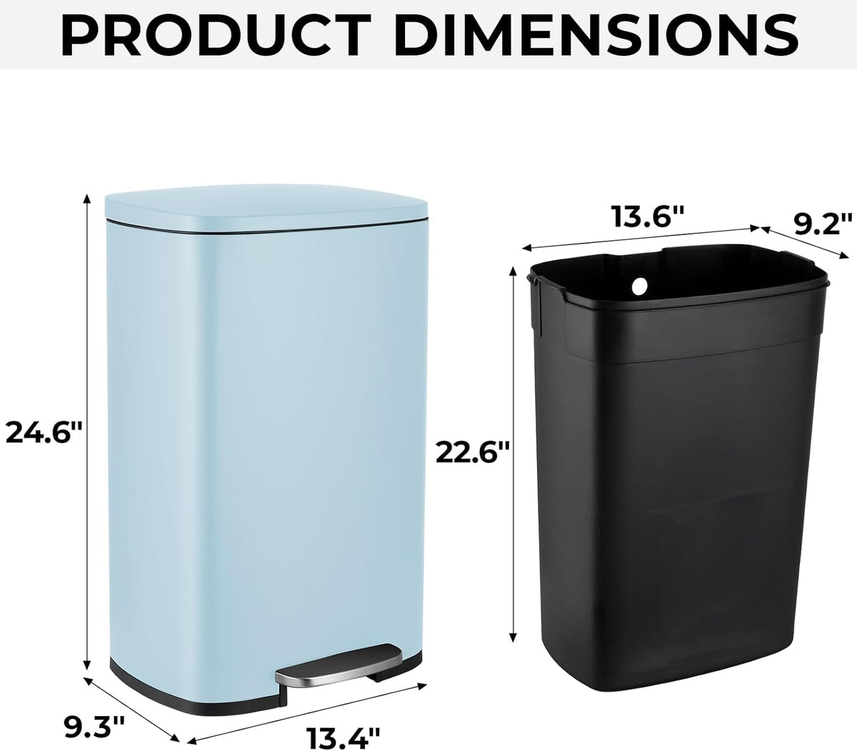 8 Gal Kitchen Trash Can, 30L Recycling or Garbage Bin, Brushed Stainless Steel Waste Basket