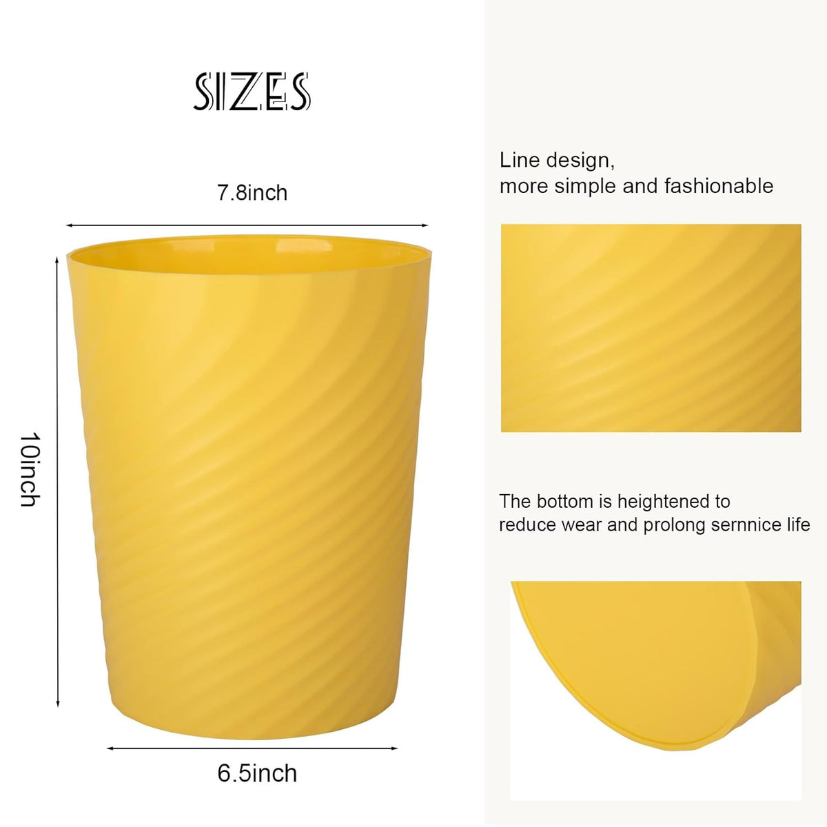 UUJOLY Plastic Small Trash Can Wastebasket, Garbage Container Basket for Bathrooms, Laundry Room