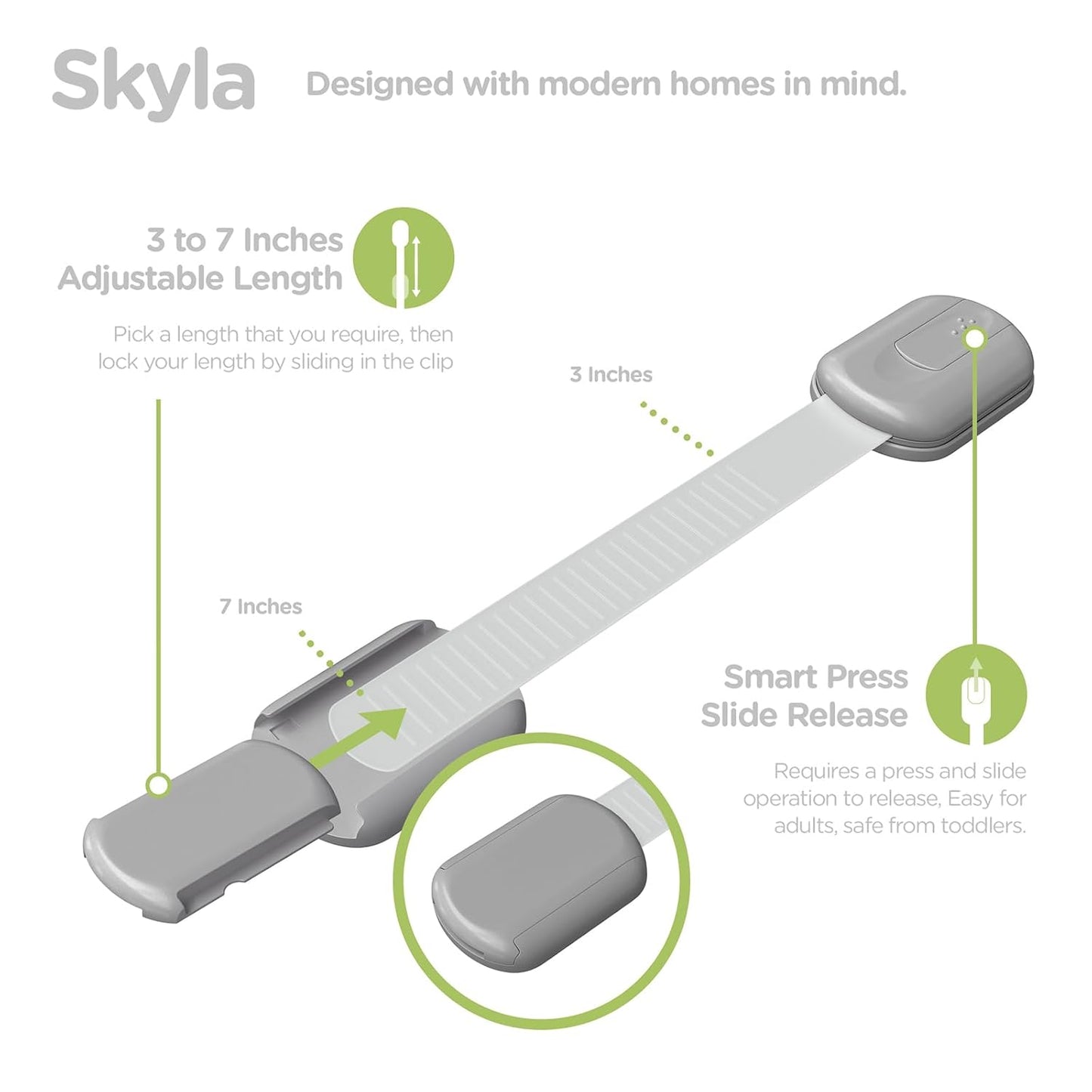 Baby Proofing Child Safety Locks (8 Pack) by Skyla Homes - The Safest, Quickest and Easiest 3M