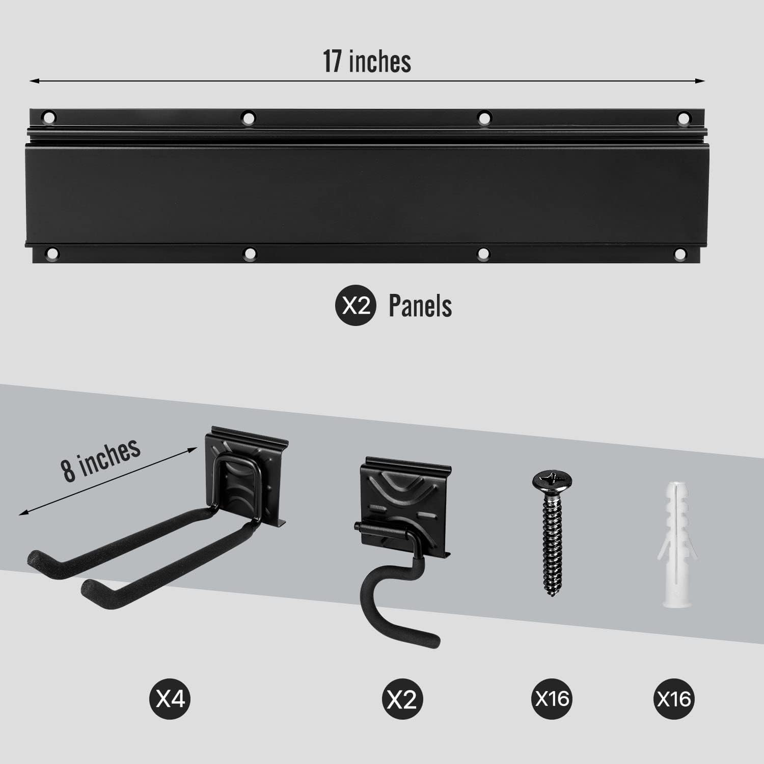Garden Tool Storage Rack, Outdoor Power Tools Hangers for Garage Wall Organization with 6 assorted