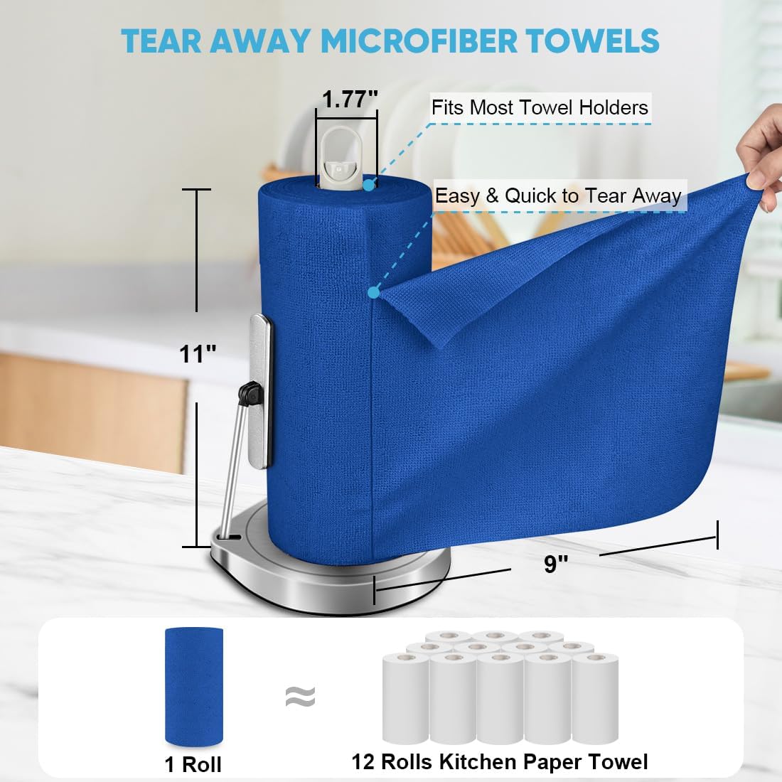 AIDEA Microfiber Cleaning Cloth 165 Sheets 3 Roll, Microfiber Towels for Cars, Shop Rags Washable