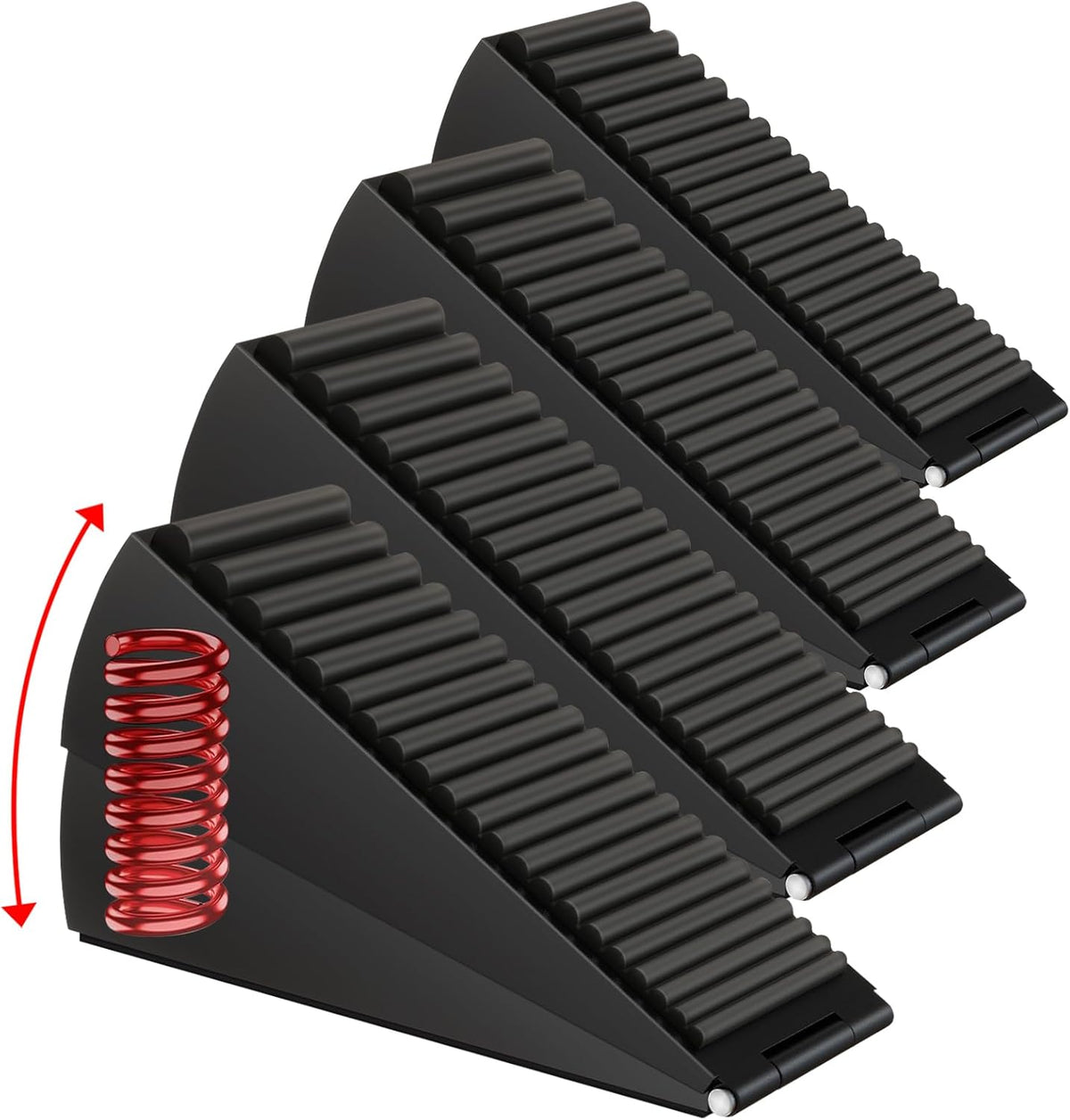 4 Pack Adjustable Spring Door Stoppers Heavy Duty, 3 Inches High Tall Large Metal Door Wedge