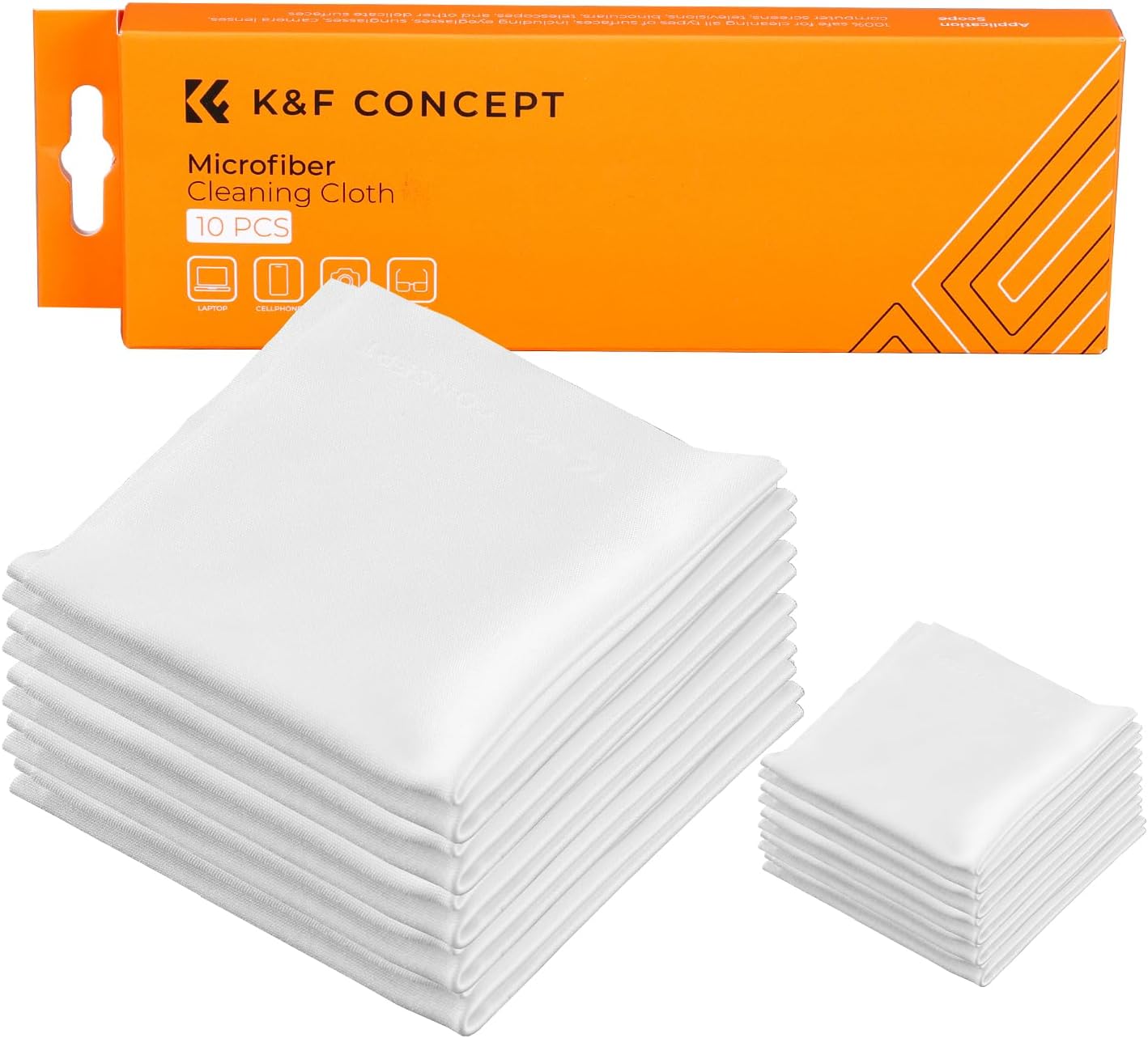 K&F CONCEPT 10 Pack Microfiber Cleaning Cloths，Washable Reusable 6x6in Vacuum Wrapped Lint Free