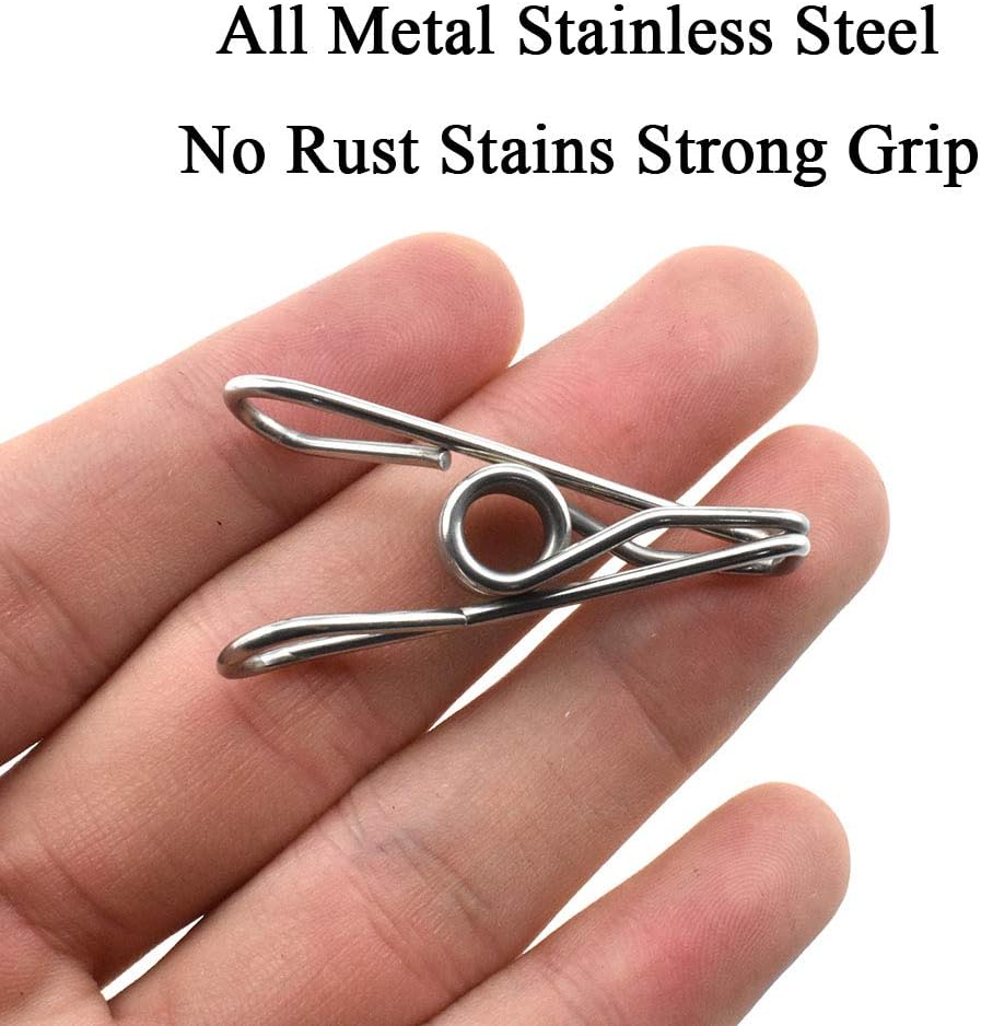 HAHIYO Clothespins Chip Clips All Metal Stainless Steel No Rust Stains Strong Grip in Heavy Wind