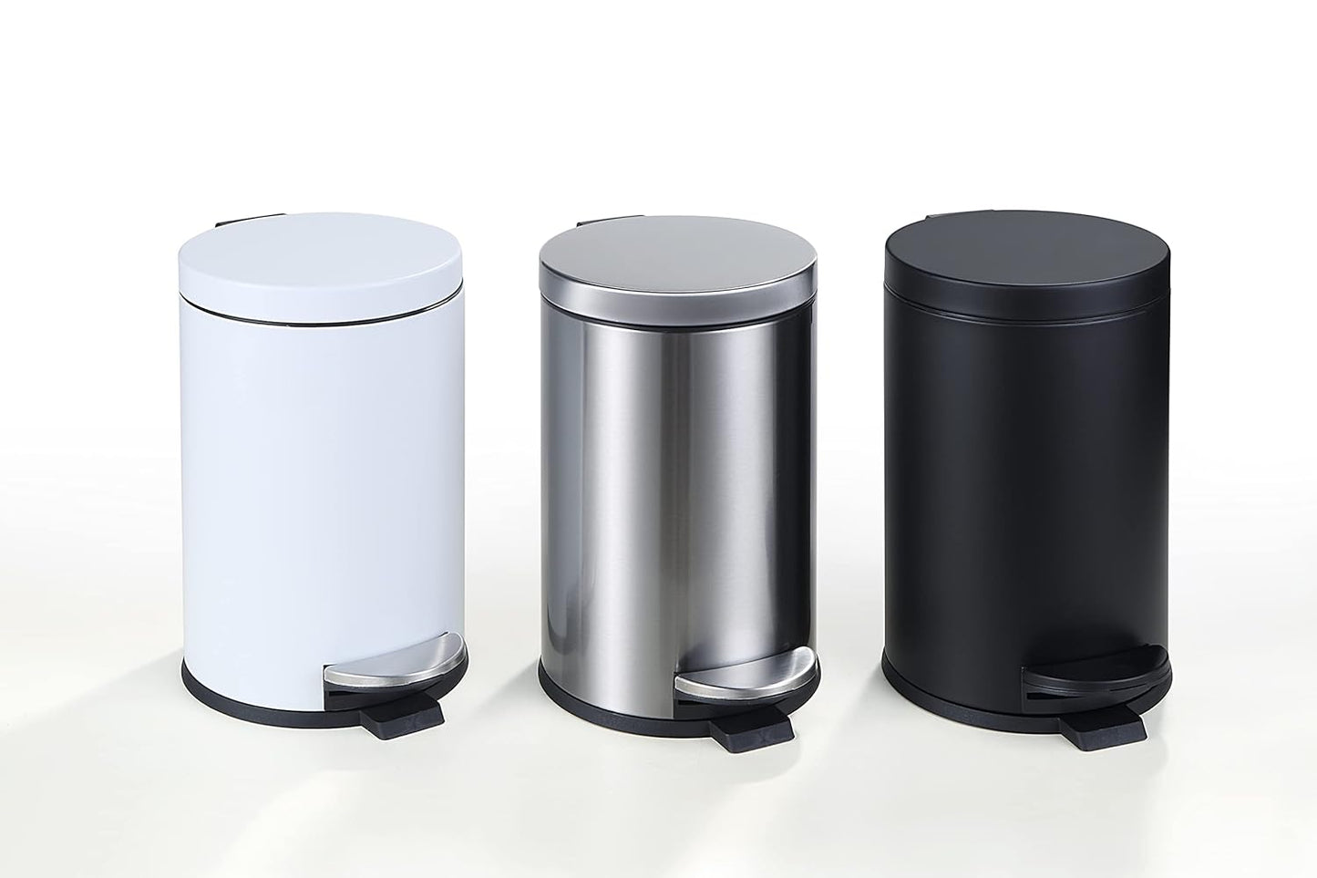 SunnyPoint 4.5 Liter(1.2 Gallon) Small Round Trash Can with Plastic Inner Bucket; Bathroom, Office