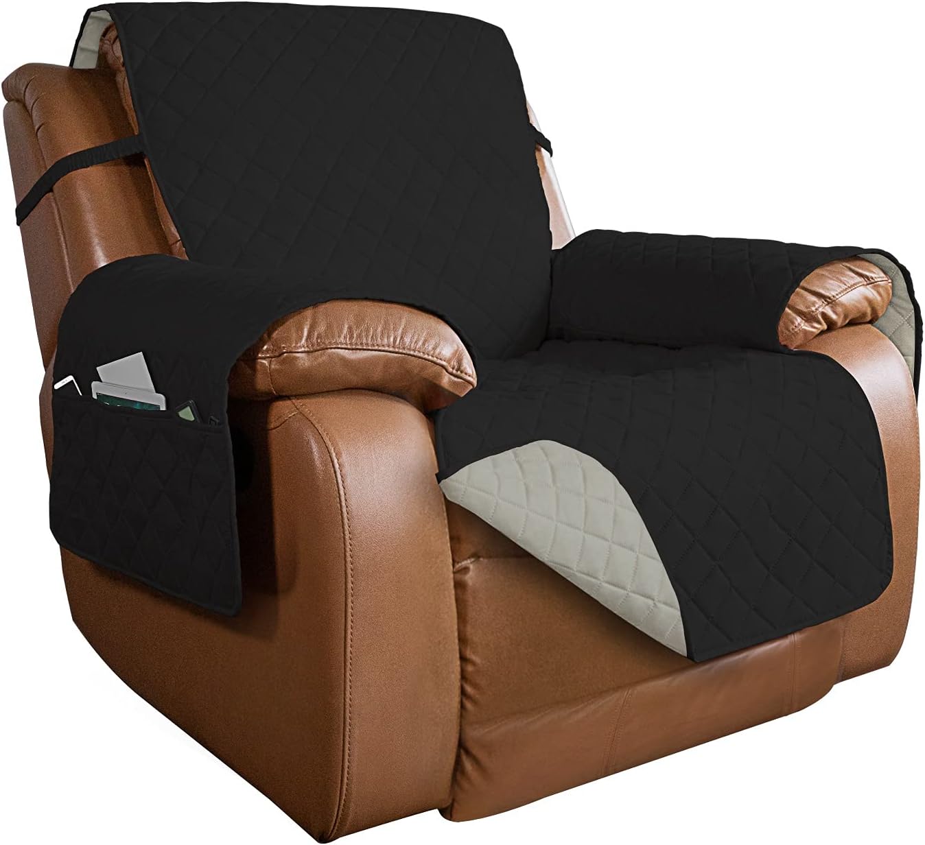 PureFit Reversible Quilted Oversized Recliner Sofa Cover, Water Resistant Furniture Protector