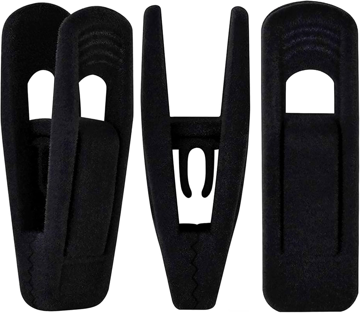 Black Velvet Hangers Clips 20 PCS, Non-Slip Velvet Clips for Suit Pant Skirt Hanger, Strong Finger