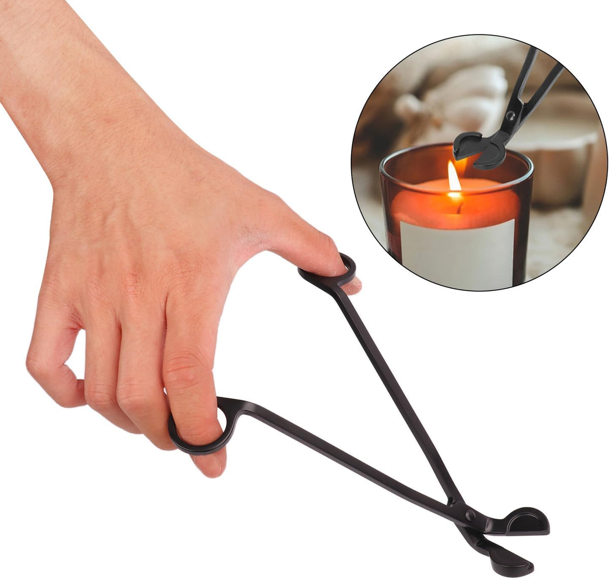 6-Piece Black Candle Wick Trimmer, Polished Wick Cutter Scissor, Premium 430 Stainless Steel Candle