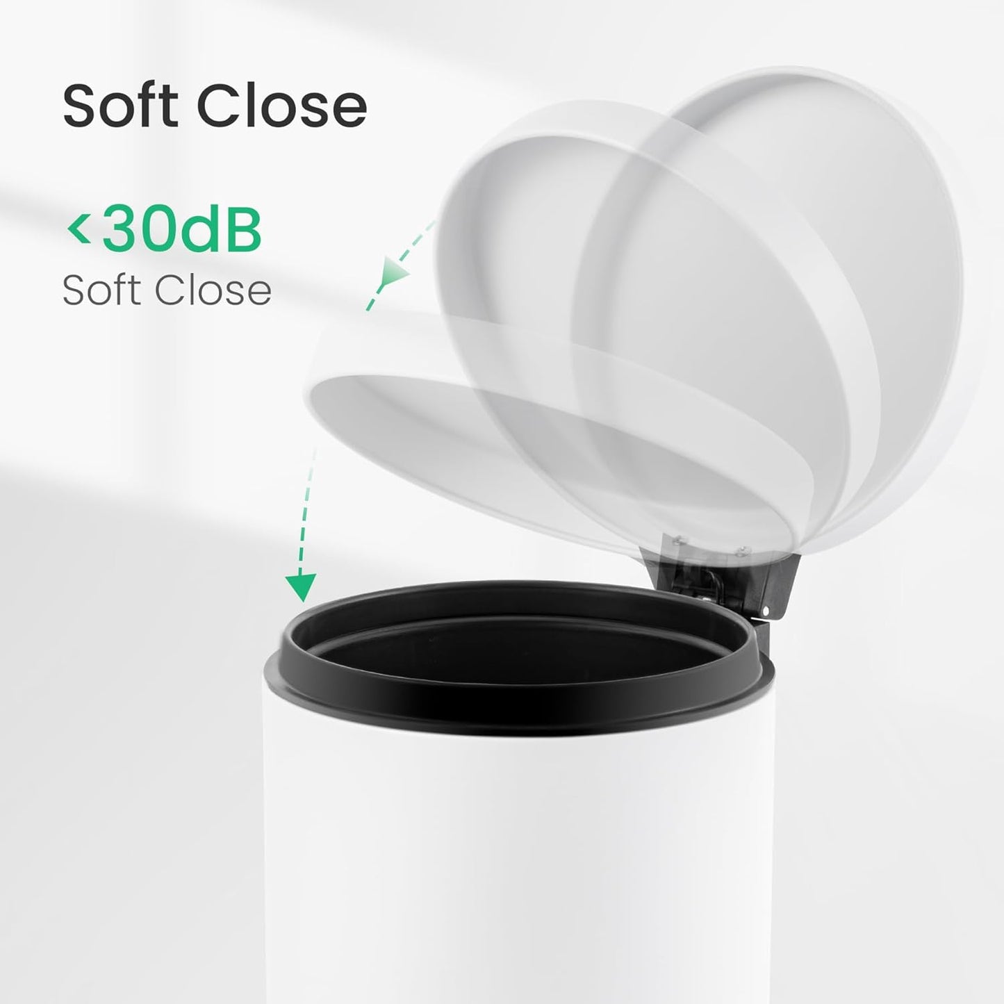 Cesun 1.2 Gallons Small Trash Can with Lid, White Bathroom Garbage Can with Foot Pedal, Mini Round