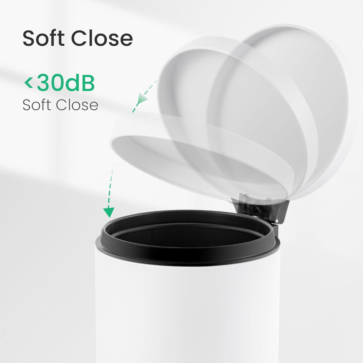 Cesun 1.2 Gallons Small Trash Can with Lid, White Bathroom Garbage Can with Foot Pedal, Mini Round