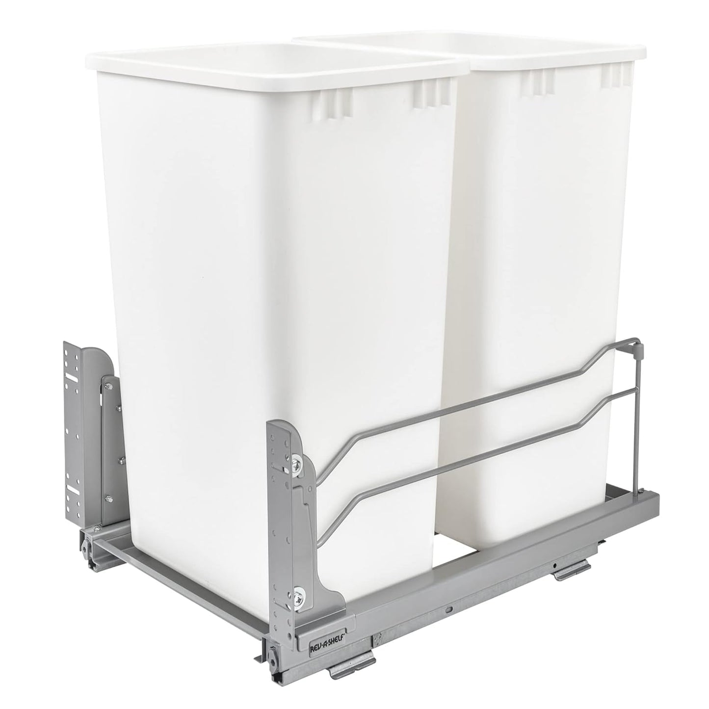 Rev-A-Shelf Double Pullout Trash Cans for Full Height Kitchen Cabinets 50 Quart 12.5 Gallon with