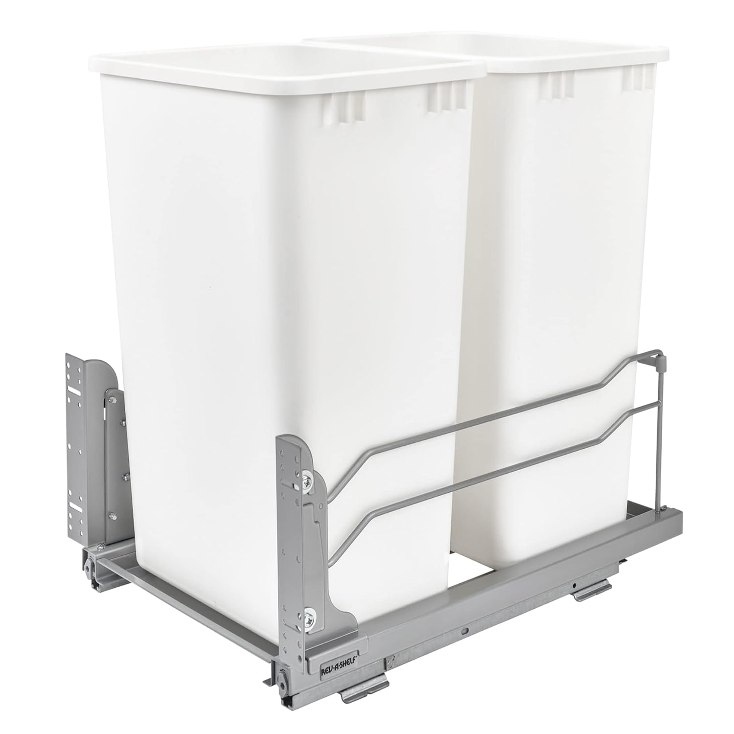Rev-A-Shelf Double Pullout Trash Cans for Full Height Kitchen Cabinets 50 Quart 12.5 Gallon with