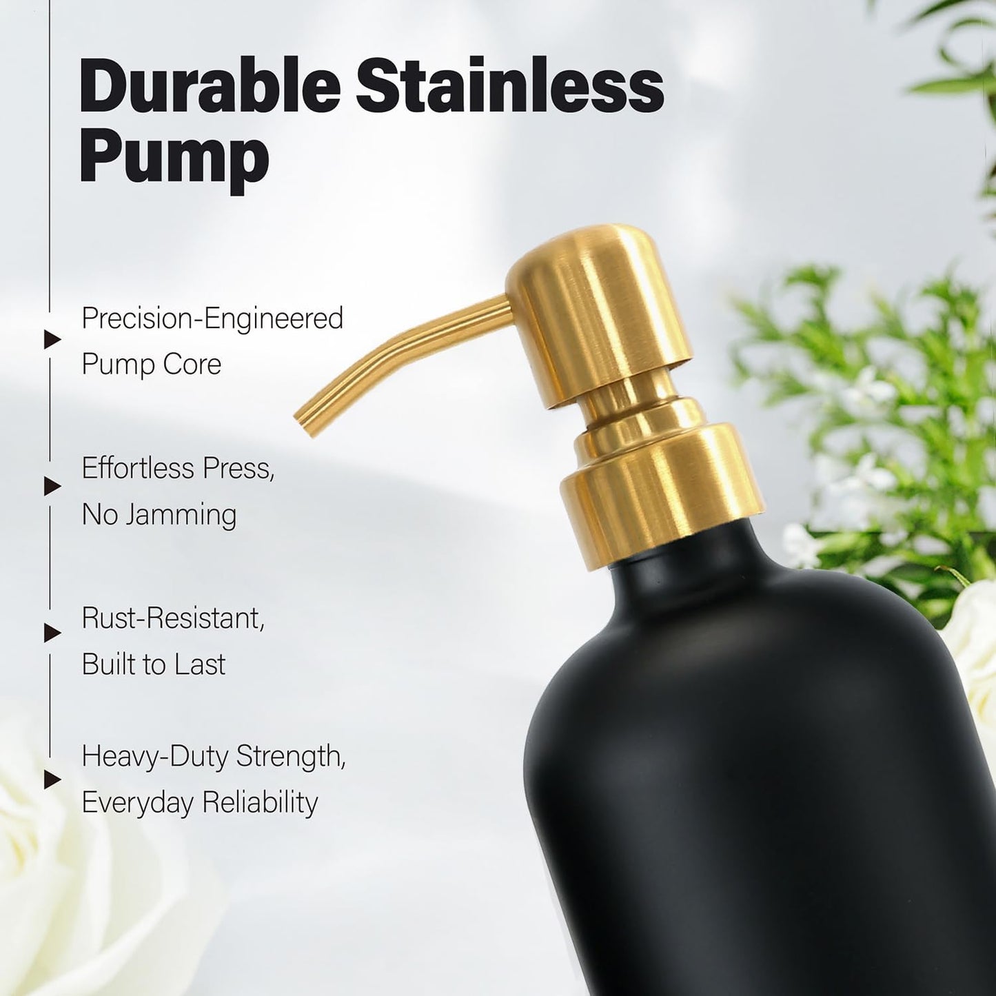 Black Soap Dispenser for Kitchen Sink, Hand and Dish Soap Dispenser with Stainless Steel Pump