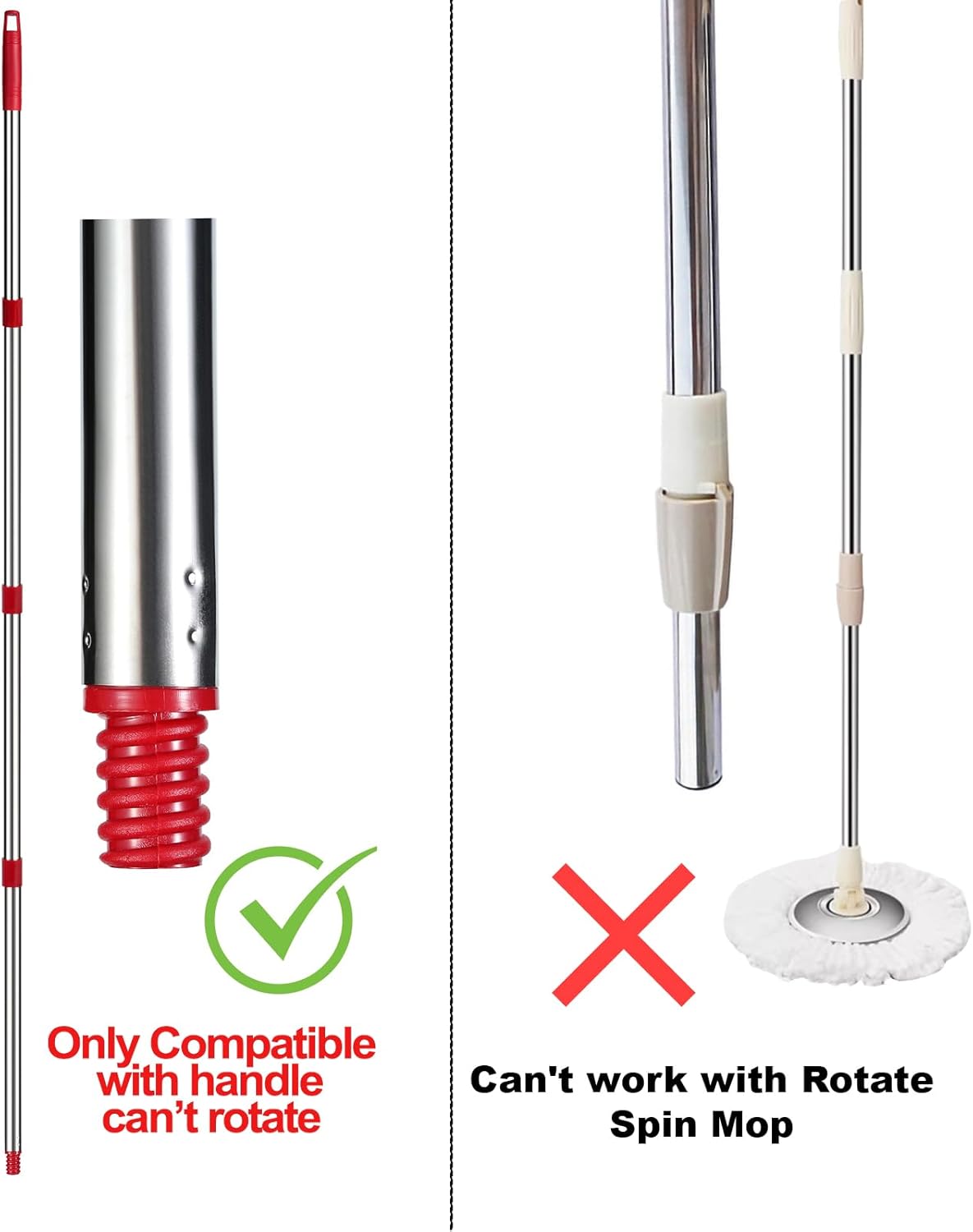 Spin Mop Replacement Handle - 4 Section Mop or Broom Handle/Stick Compatible with O Cedar Spin Mop