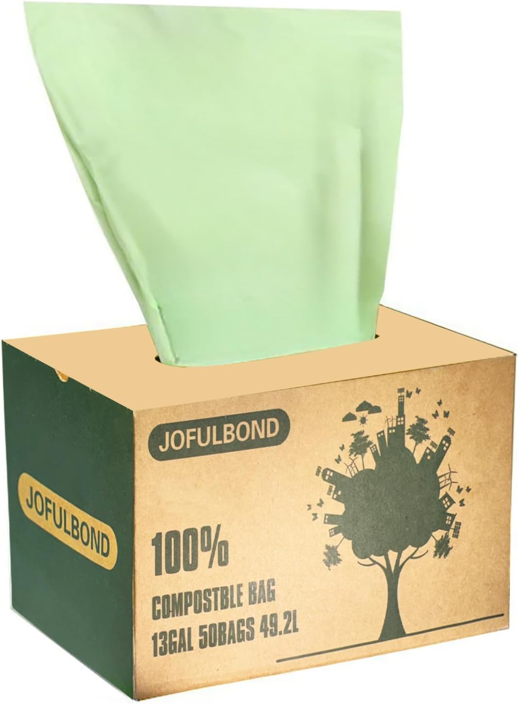 Biodegradable Compost Recycling Trash Bags, Compostable 13 Gallon Plastic Trash Bags For Kitchen