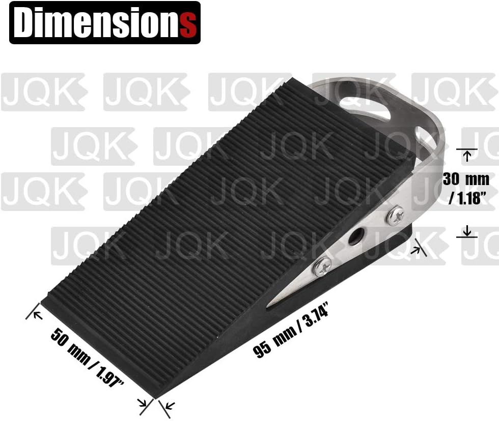 JQK Heavy Duty Door Stopper Rubber Wedge, 304 Stainless Steel Security Door Stops Works On All