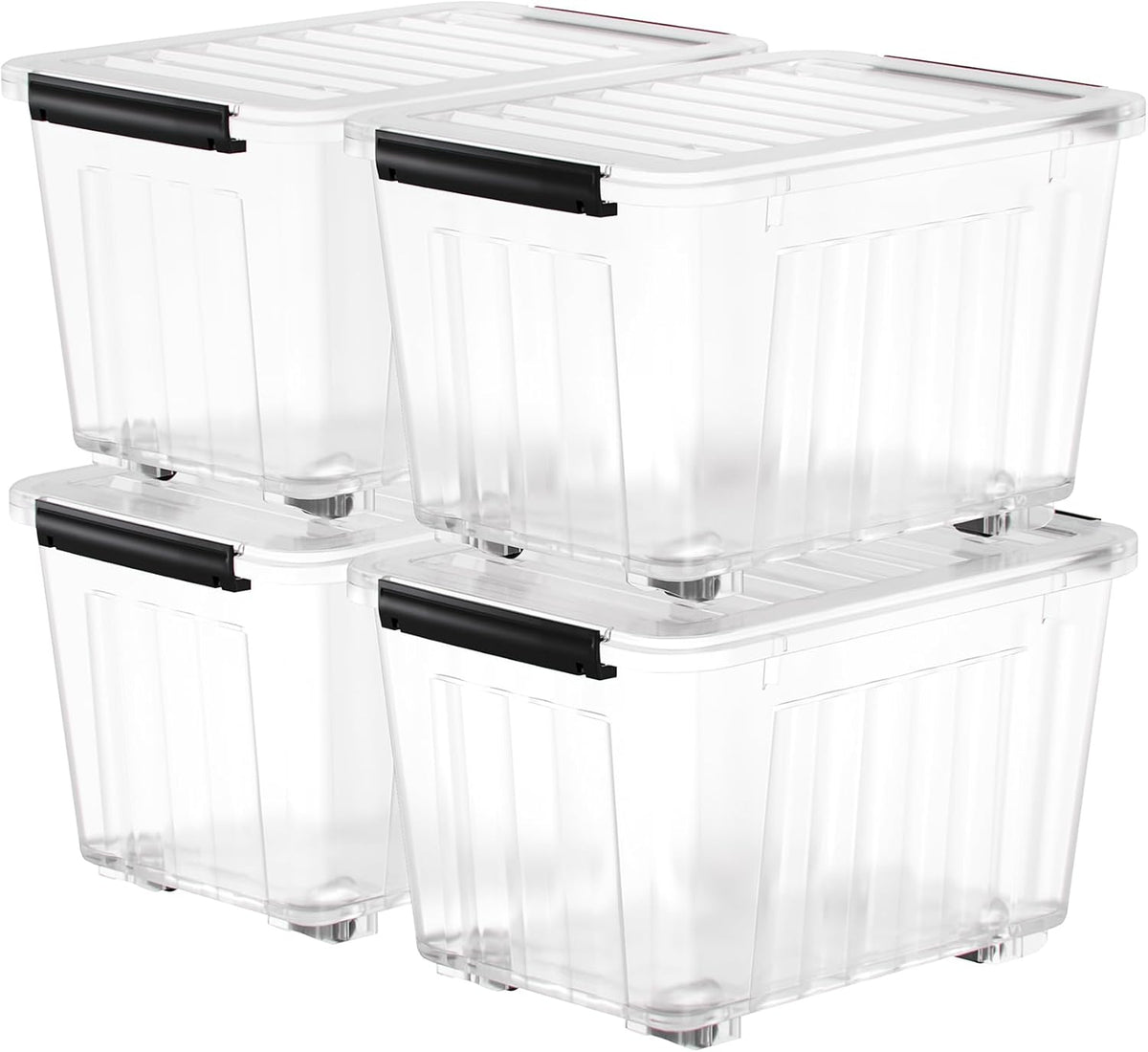 Nazhura 72 Quart Plastic Storage Bin, Stackable and Nestable Storage Boxes with Clear Lids and