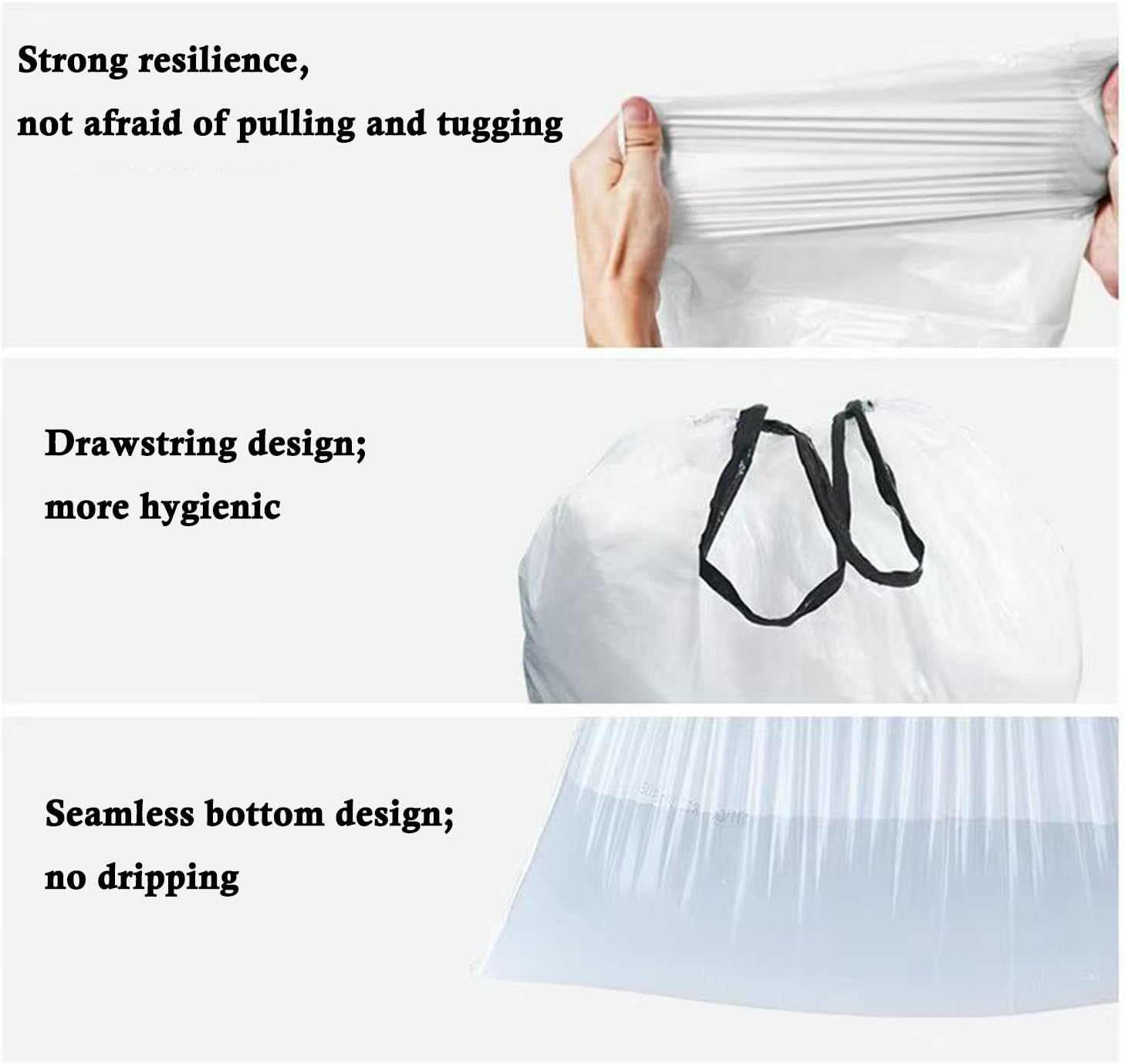 Ultra thick heavy duty Plastic 16 gallon no tear open drawstring trash bags white ‎lavender scent