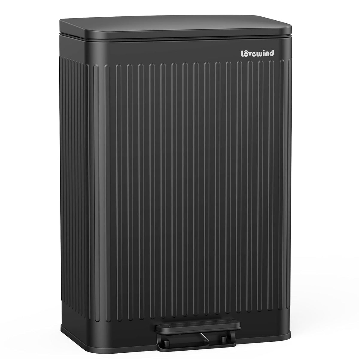 Lovewind 60 Liter/ 16 Gallon Stainless Steel Trash Can with Soft-Close Lid, Large Footstep Garbage