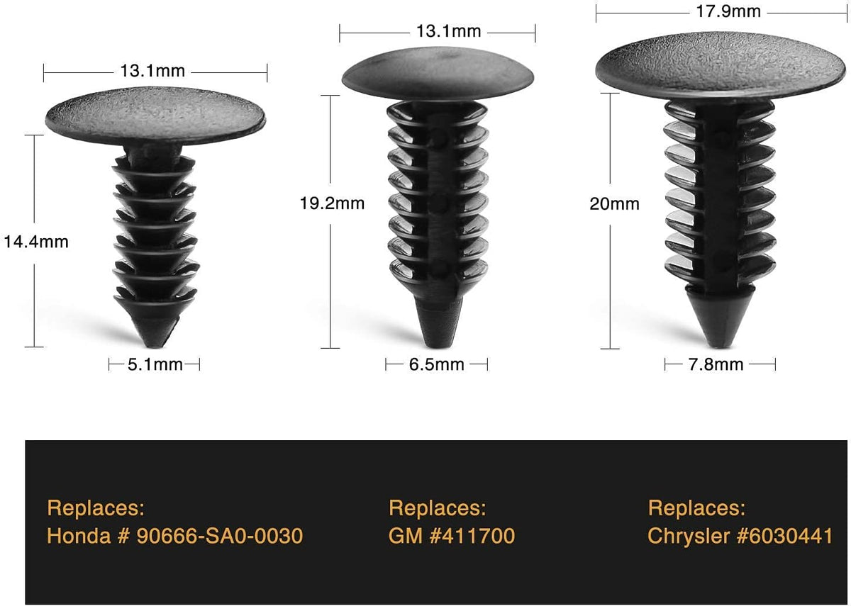 GOOACC 146PCS Nylon Bumper Shield Retainer & Double End Xmas Tree Retainers Clips Universal Auto