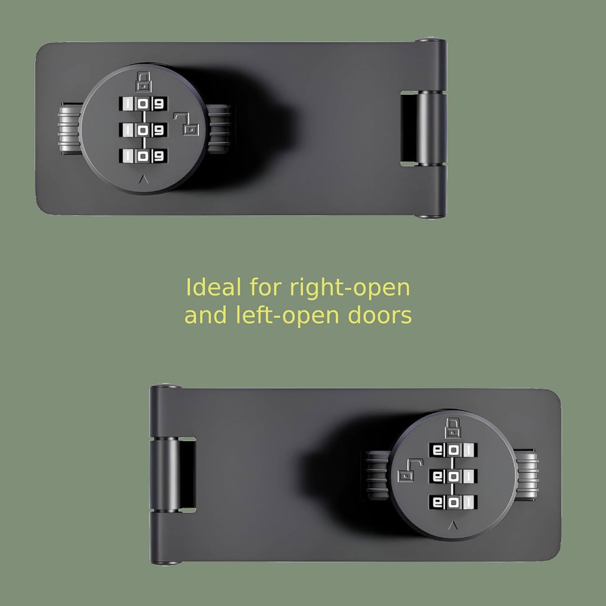 Keyless Combination Lock 3-Digit Combination Lock for Doors Twist Knob Hasp Latch Lock with